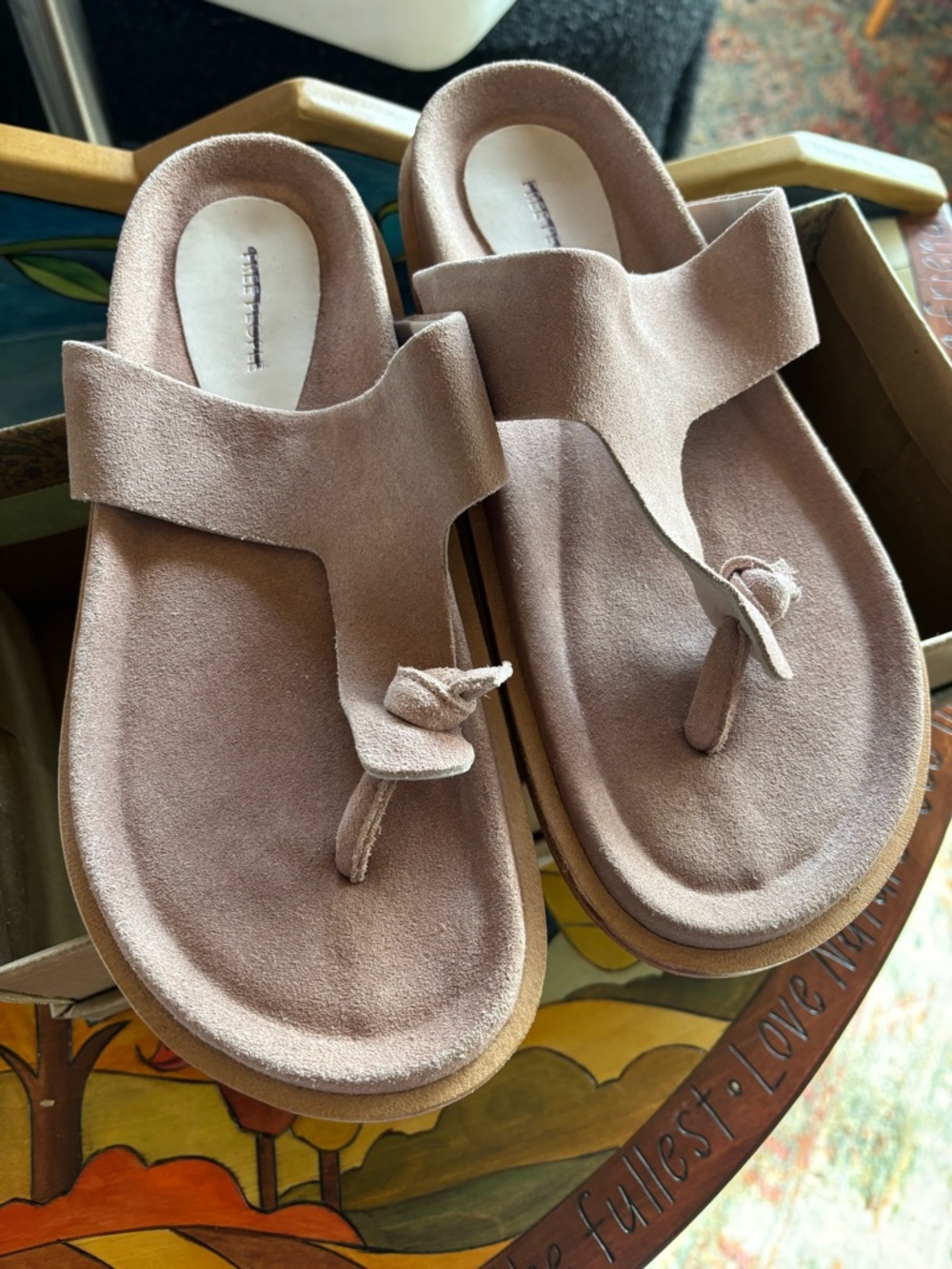 Free People Suede Sandals in Dusty Rose